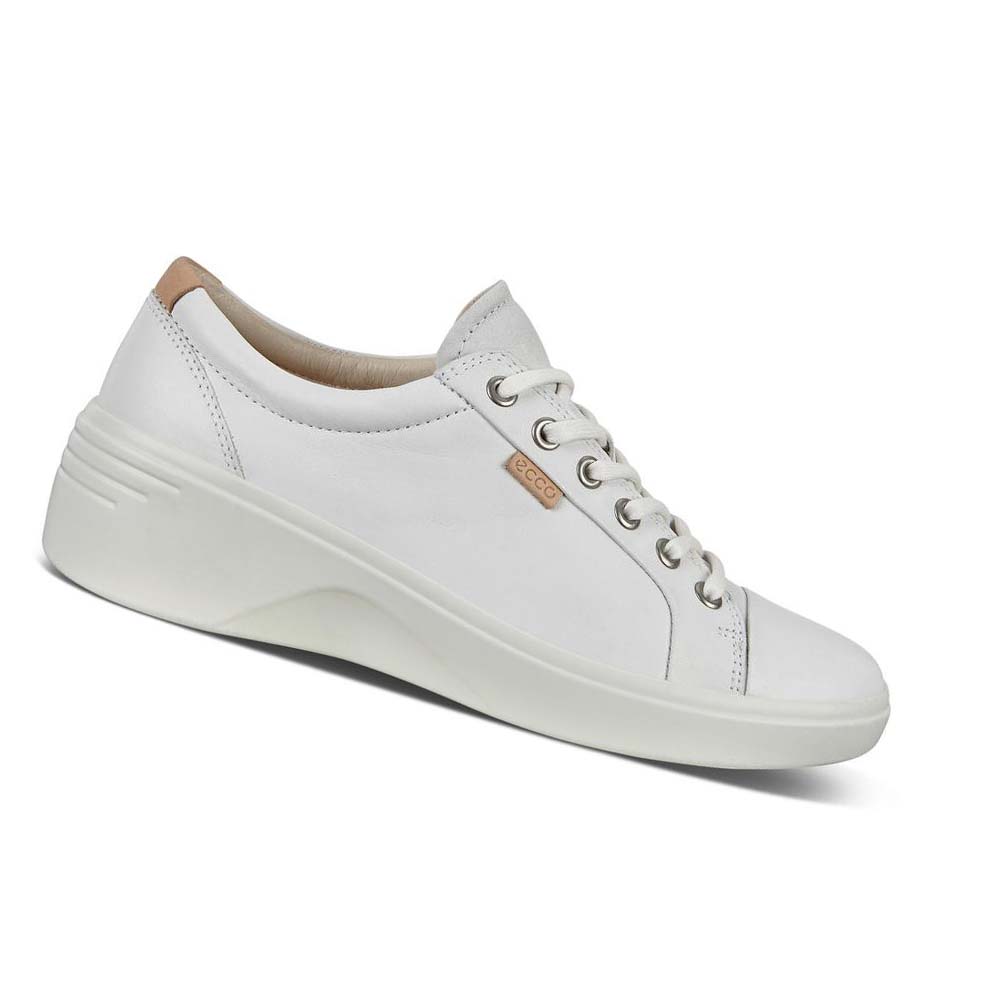 Women\'s Ecco Soft 7 Wedge Sneakers White | USA 247MQZ